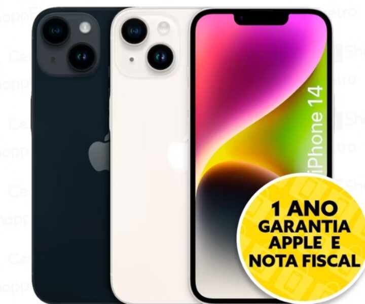 Celular iPhone 14 128GB Dual E-SIM Original Novo Lacrado com Garantia Apple de 1 ano