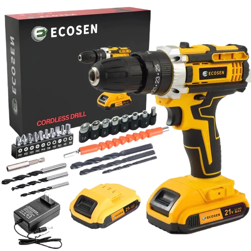 Parafusadeira/Furadeira 21V/12V C/ Kit Maleta COM DUAS BATERIAS Kit de 28pcs