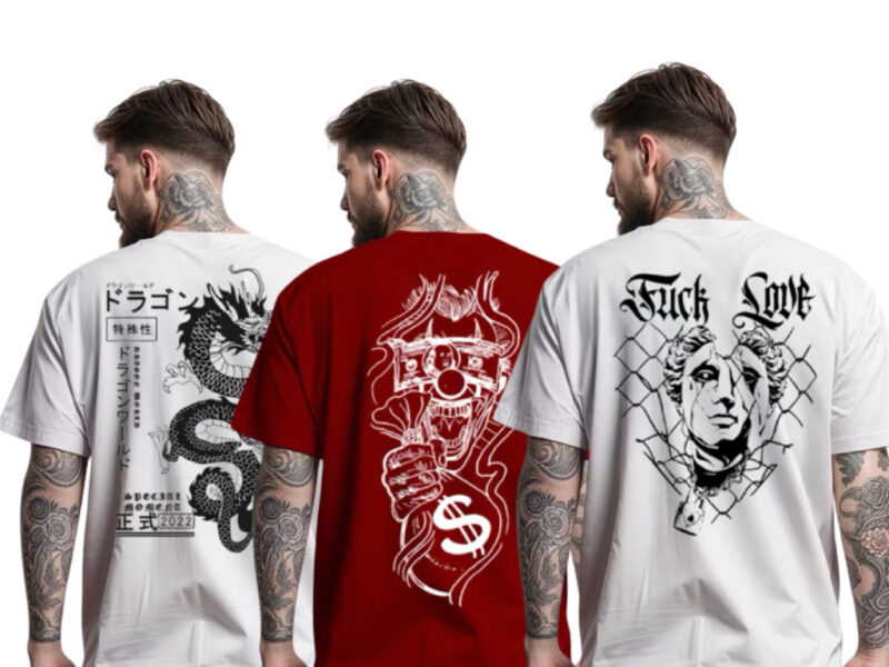 Kit 3 Camisetas Masculinas Estampada Streetwear Algodão Fio 30.1 (Disponível em Diversas Cores)