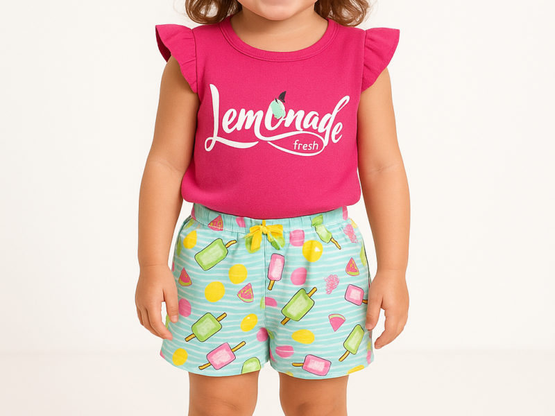 Kit 6 Peças - 3 Conjuntos Infantil 1 A 10 Anos Menina Verão