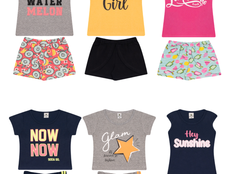 Kit 6 Peças - 3 Conjuntos Infantil 1 A 10 Anos Menina Verão